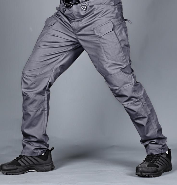 Mens Pocket Solid Color Outdoor Tactical Pants Fishing Hiking Sports Pants