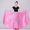 Woman's 90cm Dance Practice Long Skirt Solid Color Dance Skirt 360-degree Satin Long Skirt Belly Dance Long Skirt