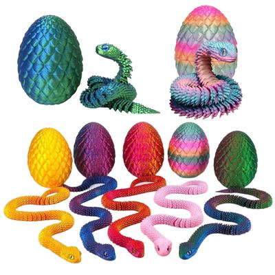 3D-печатная игрушка-змея, шарнирная змея, украшение, яйцо со змеей внутри, гибкая змея, игрушка-непоседа для украшения стола, снятия стресса