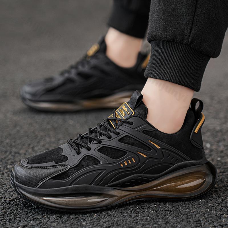 Мода Мужская Мода Тренд Повседневная Обувь 2025 Весна Новая Удобная Спортивная Обувь для Открытого Воздуха Толстая Подошва Нескользящая Шнуровка Массивные Кроссовки