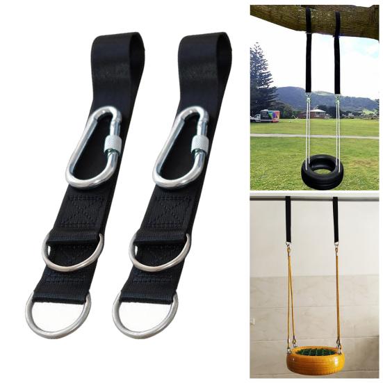 Ремень для подвешивания качелей на дереве с металлическим кольцом, подвесная веревка с карабином, сверхпрочный соединительный ремень для уличных качелей на дереве
