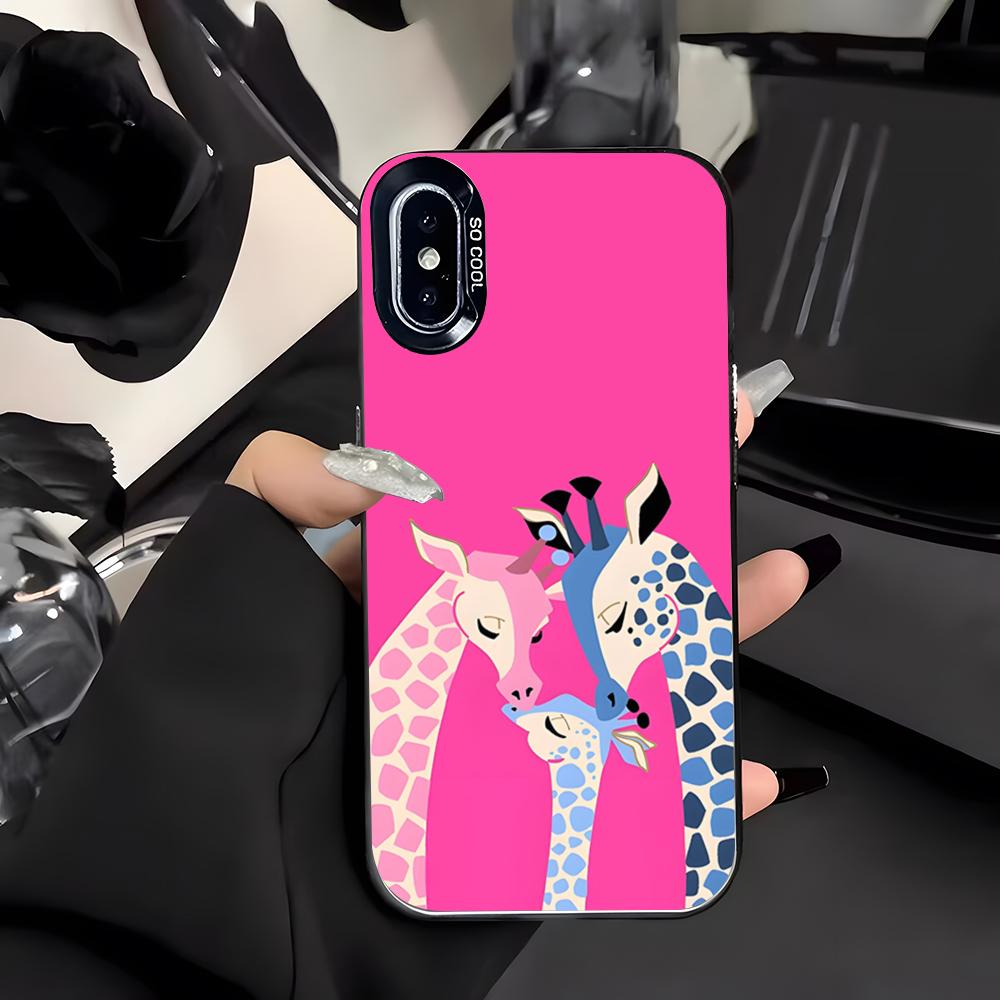 Giraffe Illustration Phone Case For IPhone 17 Air 16 E 15 14 Plus 13 12 11 Pro Max Colored Silver Cover