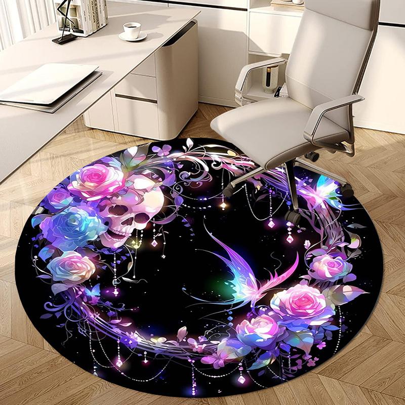 1pc Office Carpet Chair Mats Skull Roses Butterfly Fantasy Perfect for Decorating Office Chairs, Living Rooms, Or Bedrooms