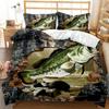 3D Printed Big Pike Fishing Hunting Bedding Set Fishing Duvet Cover Double Twin Full Queen King Adult Kids Bedclothes Quilt Cove