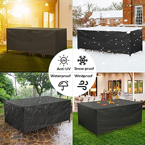 TopSoul Outdoor Furniture Cover Waterproof UV Resistant 600D Heavy Duty Oxford Patio Table Chair Set Cover 150x90x75cm