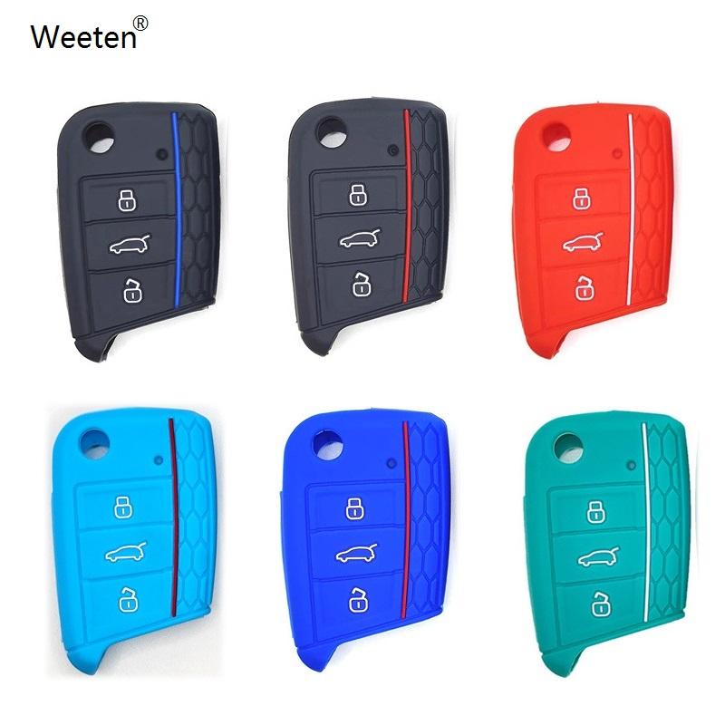 Силиконовый чехол для ключей с 3 кнопками для VW Golf 7 mk7 Skoda Octavia A7 Key Portect Case