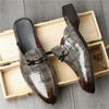Дизайнерские Новые Мужские Черные Серые Коричневые Кожаные Полуботинки-тапочки с Узором под Крокодила Мужские Повседневные Мюли Мокасины Дышащие Лоферы