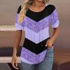 Женские пышные туники с короткими рукавами, топы, плиссированные блузки с воротником, повседневные свободные весенне-летние футболки