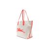 Longchamp Le Roseau Логотип Печать Хлопок и Холст Сумка-тоут Женская тоут Светло-бежевый Кораллово-красный 10090HSG218
