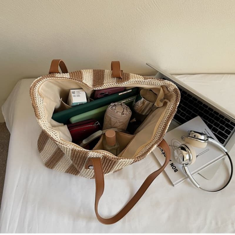 Полосатая большая сумка-тоут женская сумка через плечо