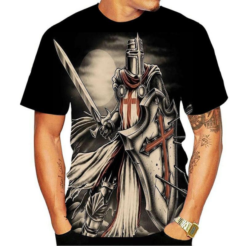 Knights Templar 3D Print T Shirt Knights Templar Fashion Casual T-Shirts Men Women Hip Hop Harajuku Streetwear T Shirt Tee Tops