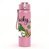 1PC Lucky In Love Letter Print 750ml Color Plastic Sports Water Bottle Leakproof Flip Straw Lid Suitable for Sports Office Home Use