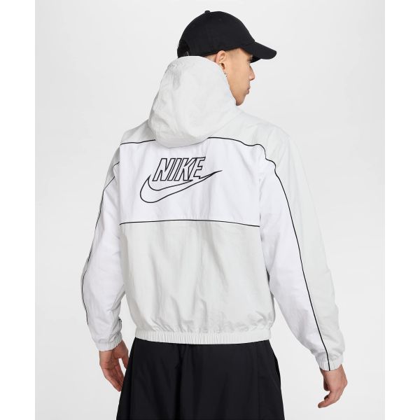 Nike Клубная повседневная легкая куртка с капюшоном свободного кроя для мужчин, куртки, фотонно-серая, белая HJ2013025
