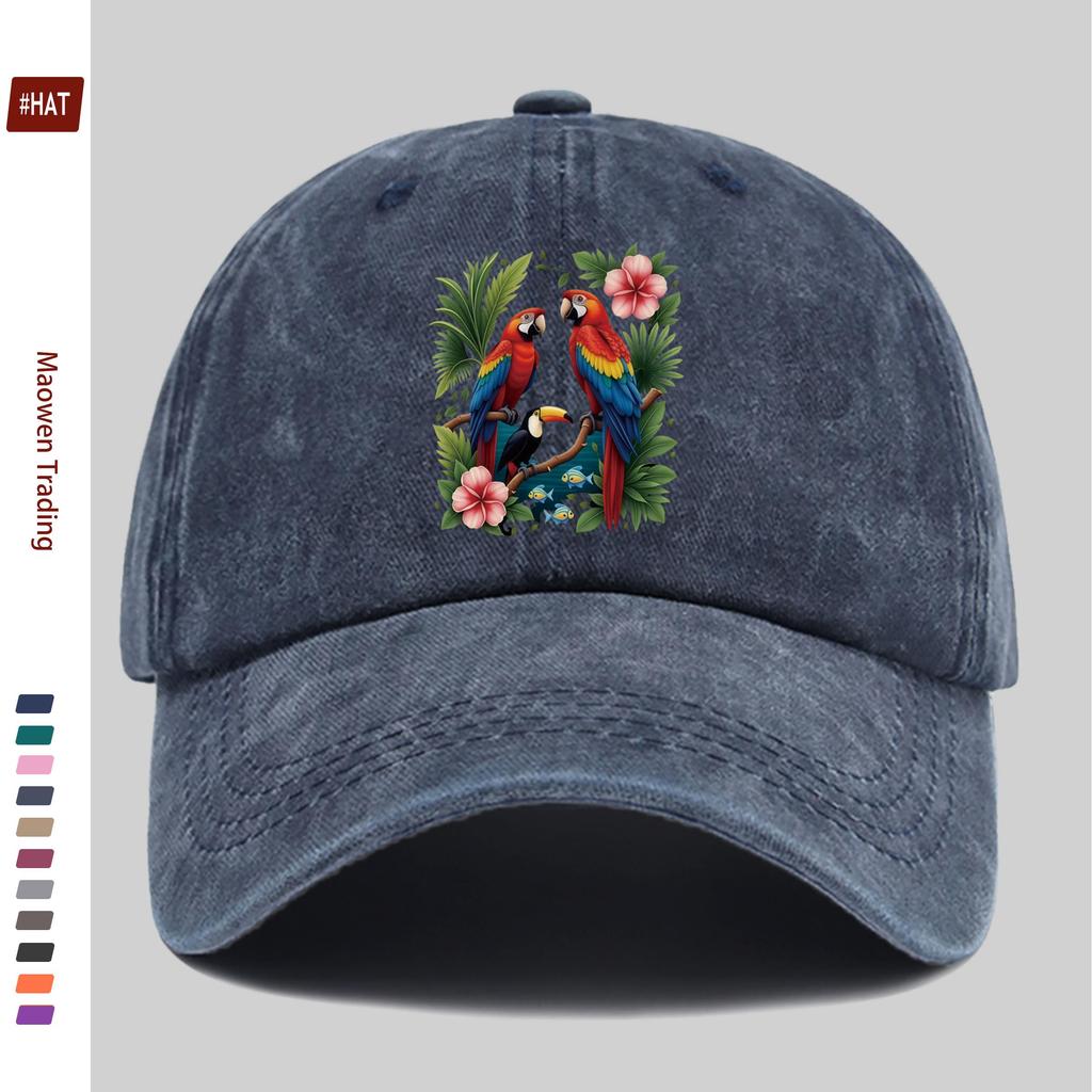 pc pcs Tropical Toucan Print Baseball Cap Sun Hat Adjustable Trucker Hat Suitable for Men Women Lightweight Washed Vint
