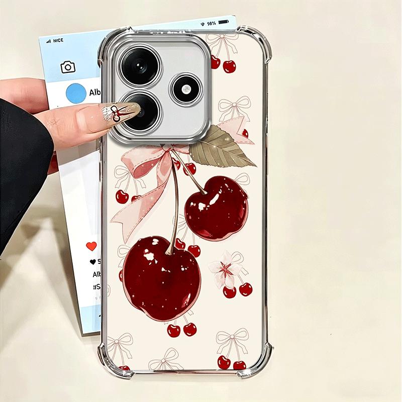 Чехол-бантик 'Вишневая сладость' для Xiaomi Poco X7 X8 Pro Max X6 X5 X3 F8 Ultra F7 M8 M7 M5S Redmi 15C 15A 15 14C 13C 12C 13 12