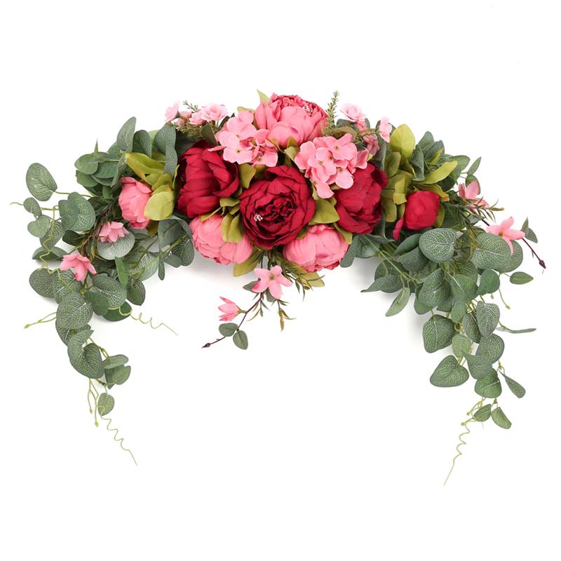Artificial Flowers Peony Wreath Handmade Garland for Mirror Home Wedding Party Door Lintel Decoration KTY