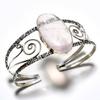 Rose Quartz Gemstone 925 Silver Plated Handmade Jewelry Cuff Bangle