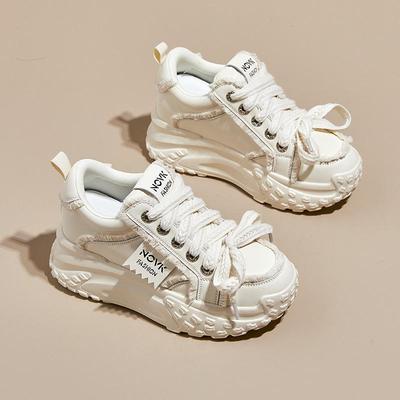 Женские повседневные туфли из натуральной кожи в стиле колор-блок 2025 года с толстой подошвой и увеличением высоты