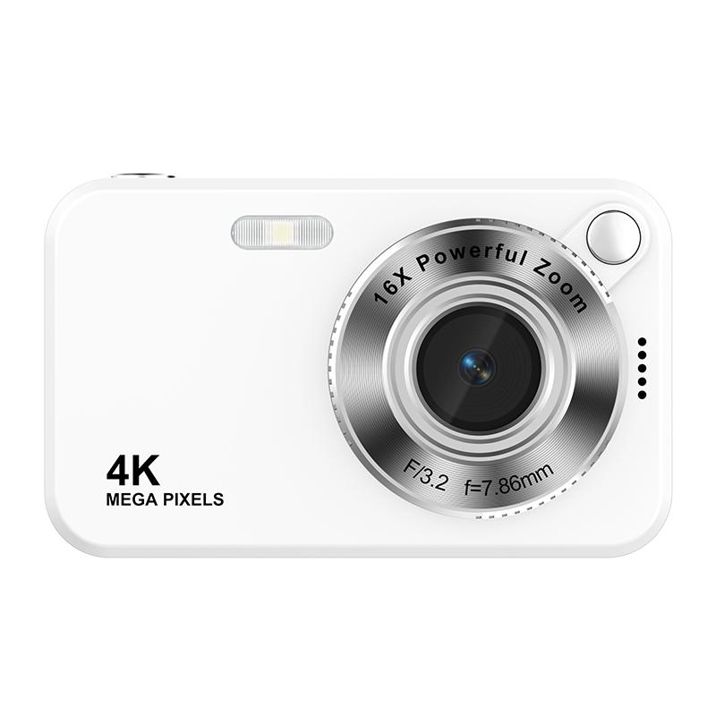 4K 64MP CCD Digital Camera 2.4" Screen 16X Zoom Compact Retro Camera with LED Flash Autofocus Portable Vlogging Camera for Campus/Travel/selfie