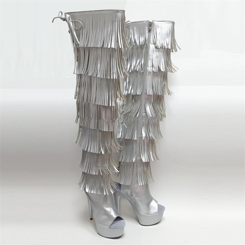 Женские туфли 2025 года, весна, новые высокие туфли-трубы выше колена, с заостренным носком, на высоком каблуке, женские черные модные женские туфли на очень высоком каблуке 15 см