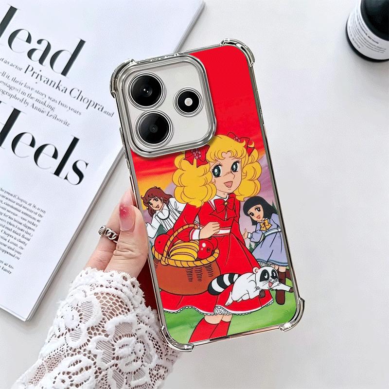 Candy 90s Cartoon Plating Phone Case For Xiaomi Redmi Note 14 15 Pro Plus 13 12 11 11S 11T 10 9S 9 5G Anti-Fall Airabag Cover