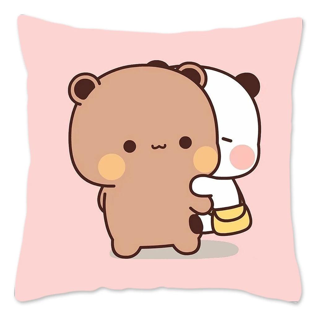 Bubu and Dudu Pillow Case Home Decoration Polyester Cushion Cover for Sofa Throw Pillow Cover Funny Cute Panda Bears Printing