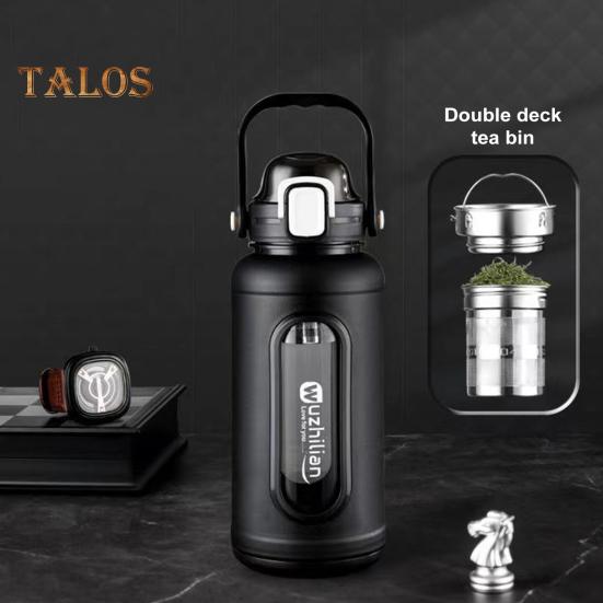 Стеклянная бутылка для питья объемом 1500 мл с соломенной ручкой, заварник для чая из нержавеющей стали и герметичная мотивационная бутылка для воды с силиконовым рукавом для ежедневного приема