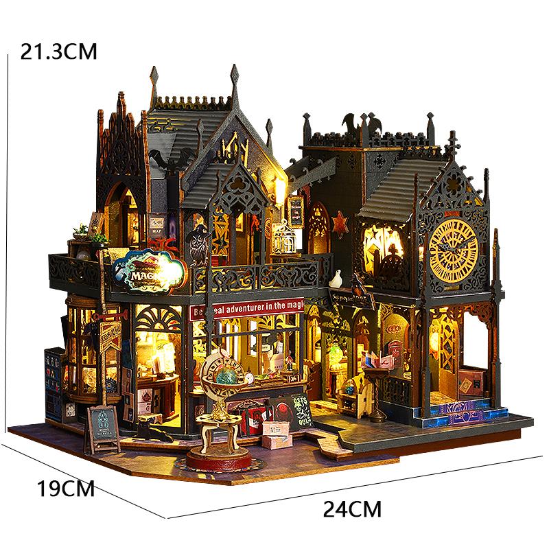 DIY Wooden Miniature Building Kits 3D Puzzles Castle Casa Doll Houses With Furniture Lights Dollhouses For Friends Birthday Gift