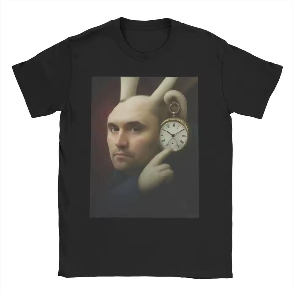 Funny Charlie Kirk "White Rabbit" Shrunken Face T-and kids tshirt Cotton Graphic Tee Men Women Summer Streetwear