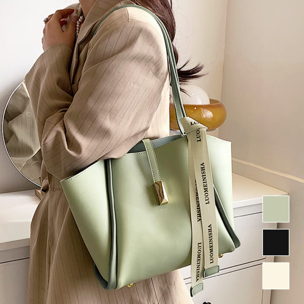 Tote bag with with set for Korean office pretty [Amulet] ribbon, women's bag, pouch, product, plain, teens, 20s, 30s, fashion, casual, vl-6176-gn-f