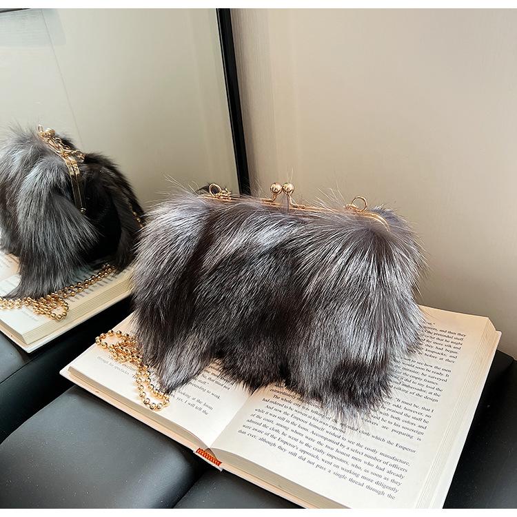 Осенью и зимой новая сумка для волос женская заколка для волос из лисы женская сумка текстура плечо через плечо облако сумка модная внешняя торговля женская сумка