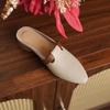 New Leather Mid-heel Slippers, Women's Slippers, Summer Shoes, Heel Tight, Round Toe, Beige