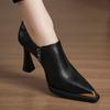 Новая Мода Маленький Темперамент Высокие Каблуки Металлический Железный Носок 2025 Маленькая Обувь Повседневные Одиночные Туфли Блочный Каблук