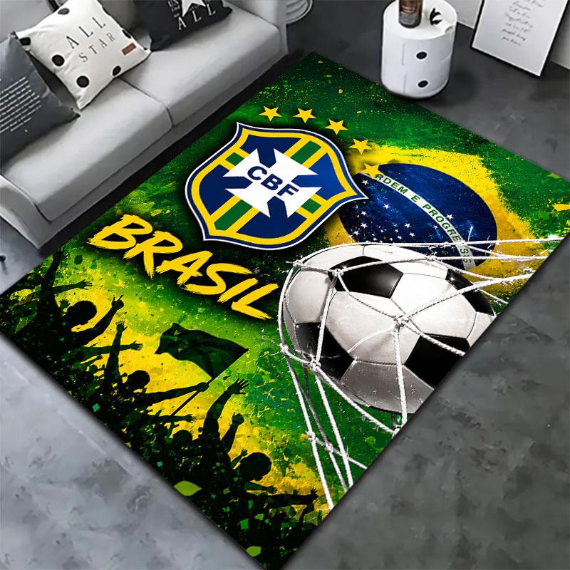 Brazil National Football Team Carpet Rug for Living Room Bedroom Home Sofa Decoration,Kids play Non-slip Floor Mat