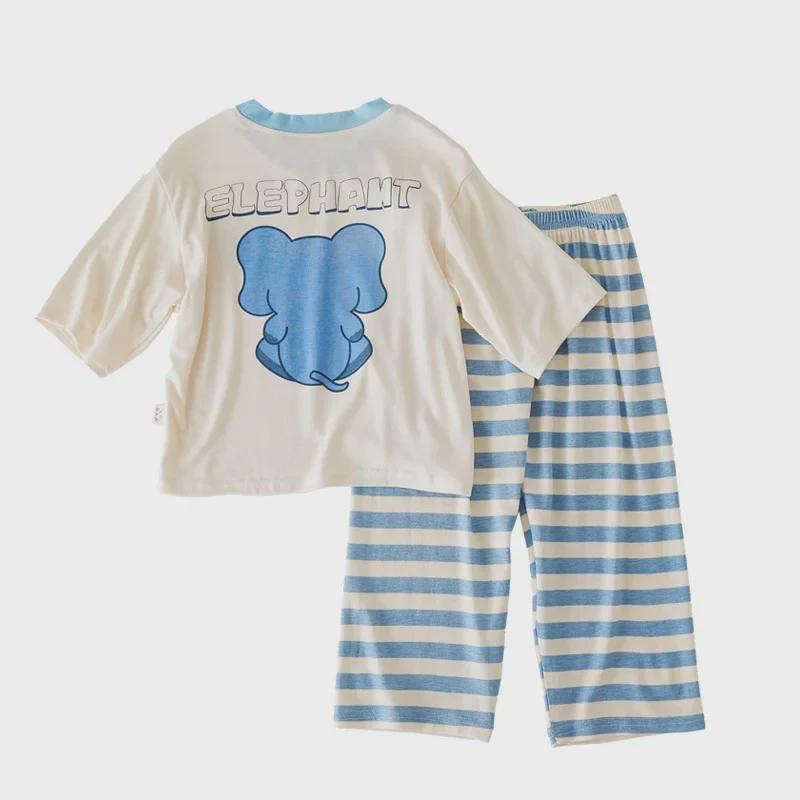 MYSIS Children's Cartoon Modal Pajama Set - 7/9-Point Air-conditioning Pants