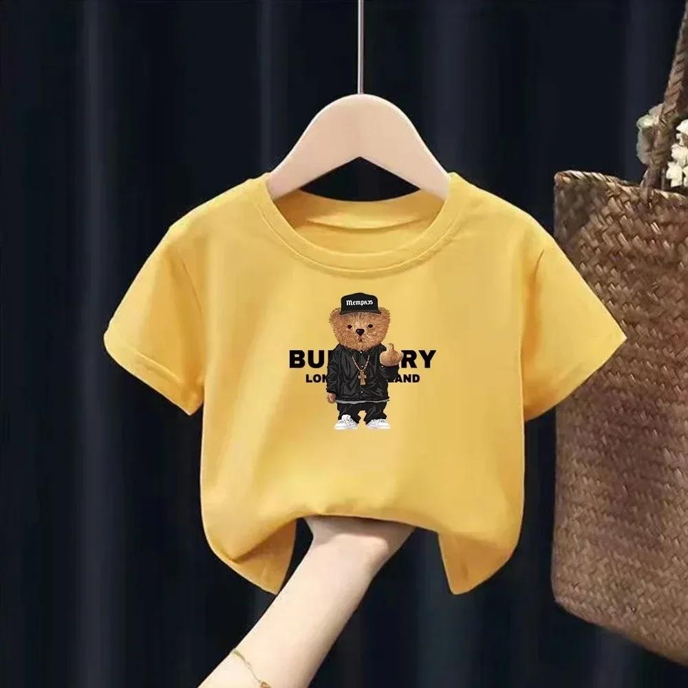 Модная детская футболка класса люкс с принтом, летняя одежда для мальчиков и девочек, с коротким рукавом, забавная, кавайная, детские повседневные топы