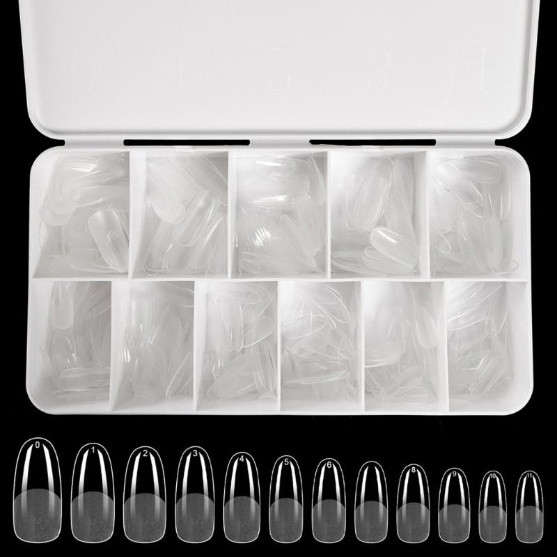 Средние миндалевидные гелевые типсы для ногтей 550 шт. Предварительно матированные прозрачные накладные ногти для профессионального и начинающего использования