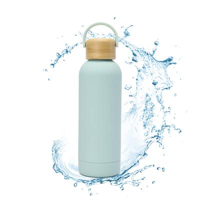 Бутылка для воды объемом 500 мл с крышкой, для питья, можно мыть в посудомоечной машине, стильная, для девочек и мальчиков, для учеников начальной и средней школы, стройная, милая, простая, для взрослых [GO!ГРМ] "Бамбук