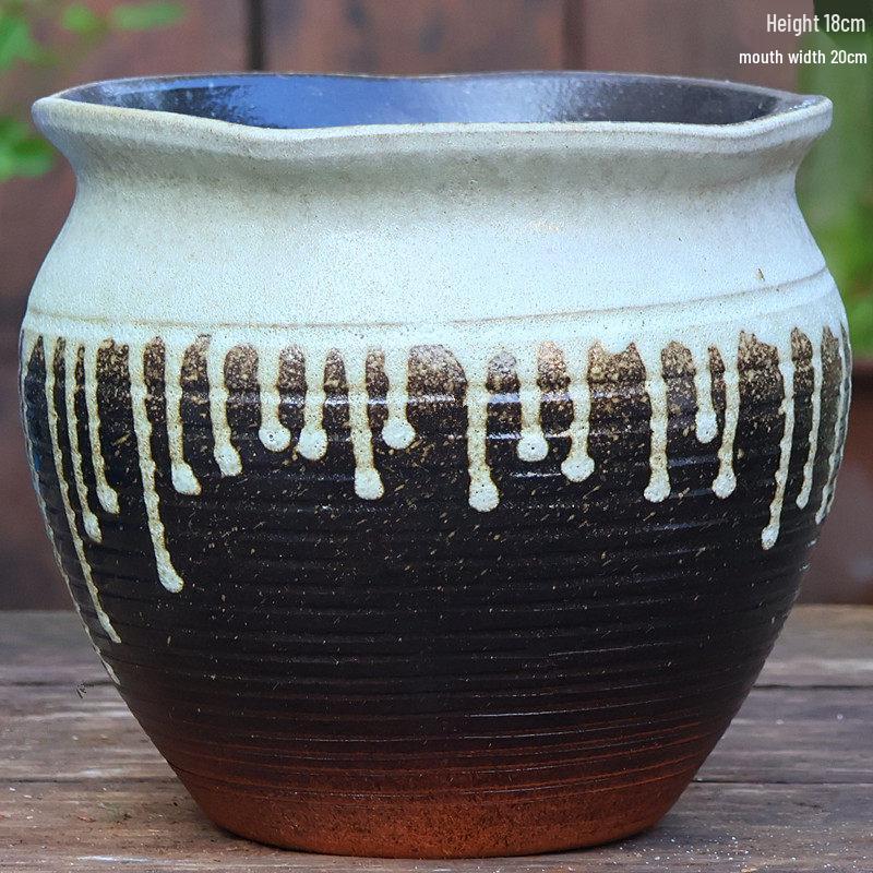 Large Ceramic Terracotta Flower Pot for Balcony and Living Room - Ideal for Succulents, Orchids, Green Radish, and Plants