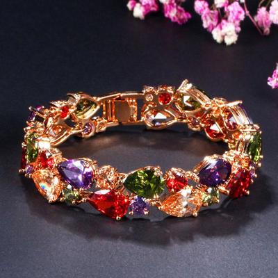 WWJ Высокое качество сверкающий цирконий желтый золотой большой широкий браслет браслеты для невест