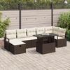 8-piece Garden Canapés with Brown Poly Rattan Cushions, 2-seater Garden Sofa with Storage and Cushions 3361137