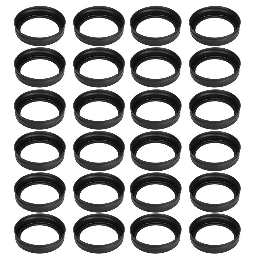24PCS Matte Black Canning Lids And Rings Iron Material Widemouthed Split Cover Kitchen Pantry