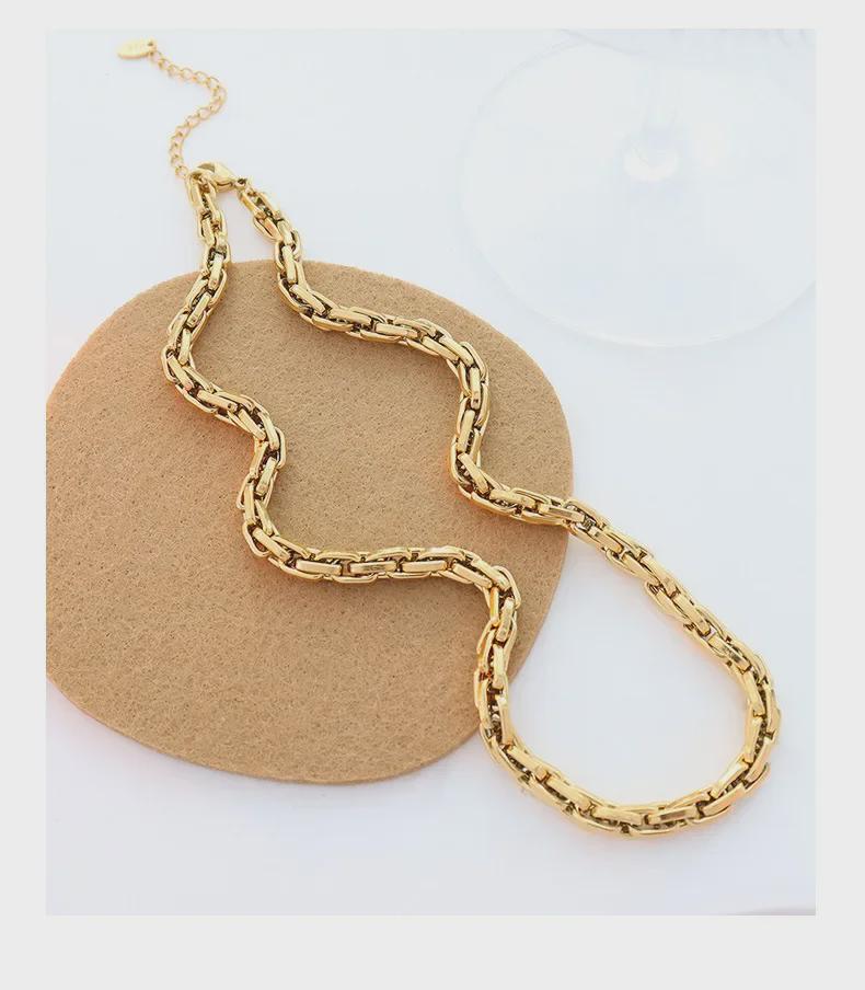 Женское ожерелье из титановой стали с 18-каратным золотым покрытием - нержавеющая сталь, безопасная для купания, P064