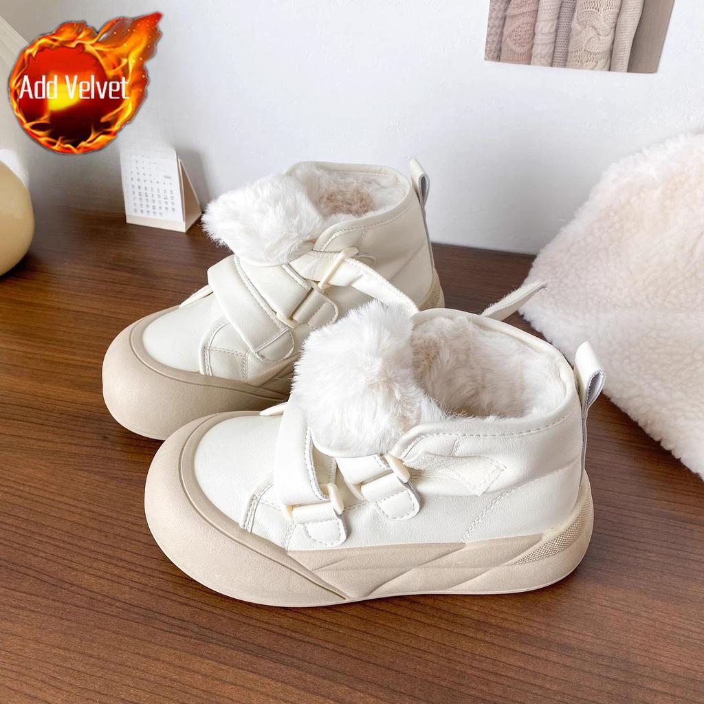 Зимние плюшевые теплые женские сноубутсы, высокие, с круглым носком, на массивной подошве, женская обувь 2025, новинка, по акции, водонепроницаемая, нескользящая обувь