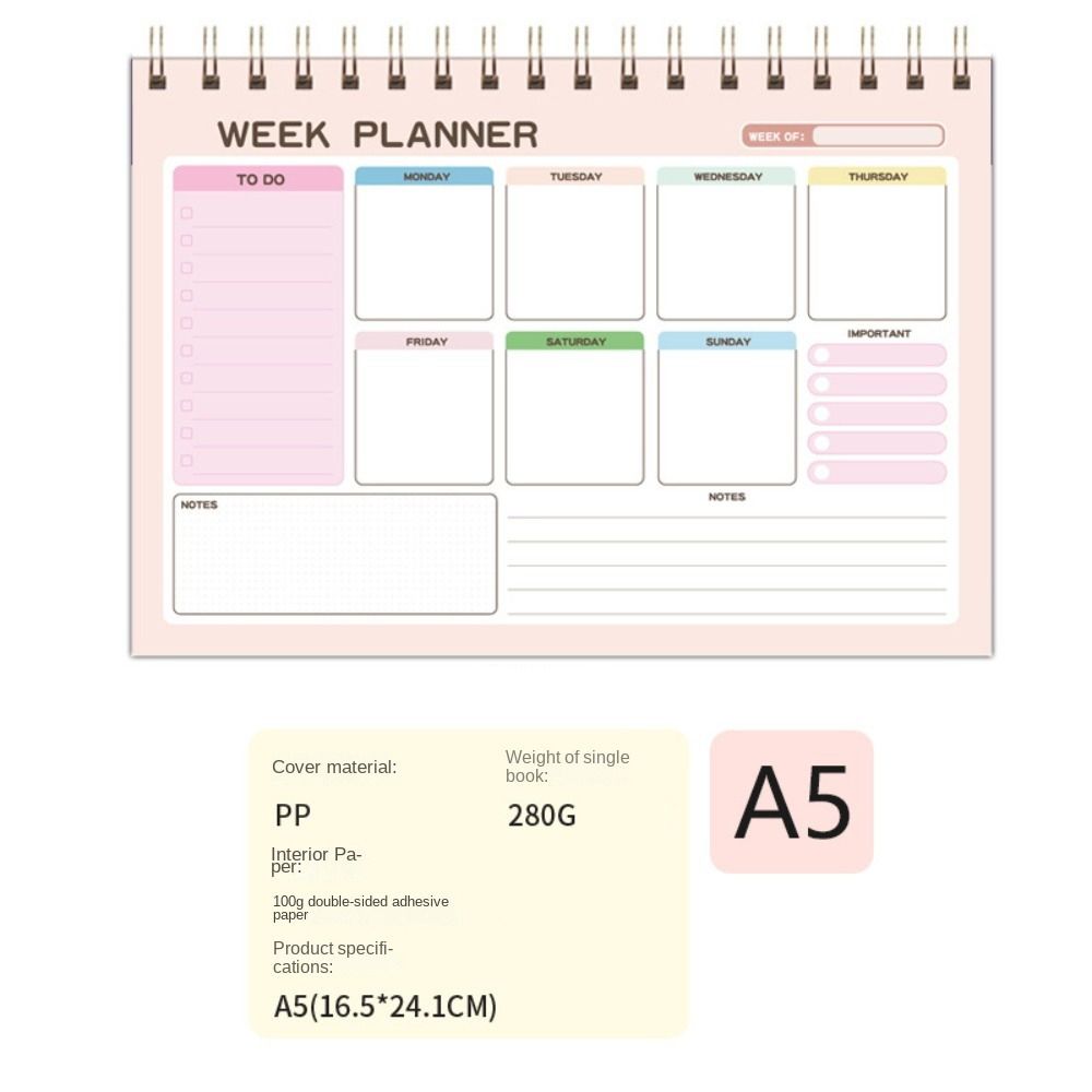 План-книга Книга расписания Канцелярские товары Еженедельник Блокнот Список дел Блокнот Фитнес