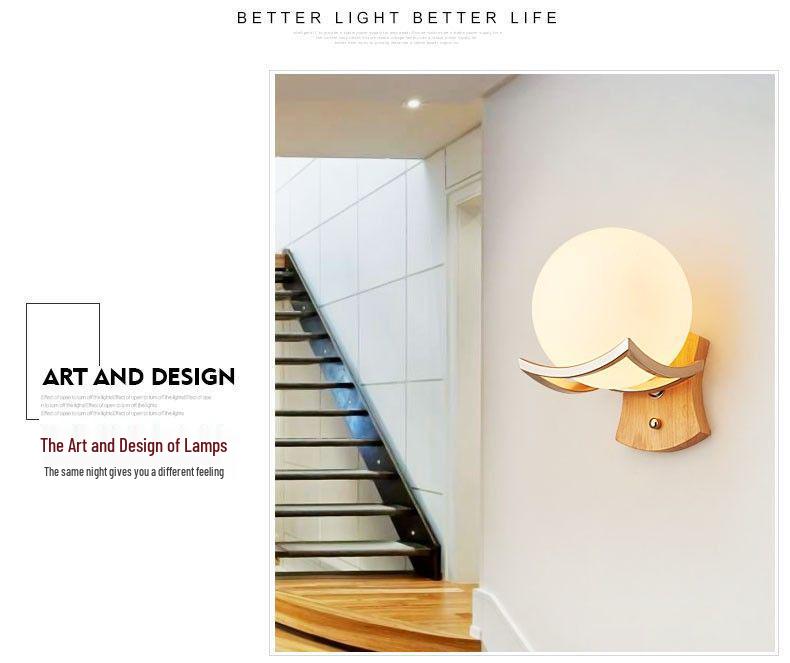 Modern Minimalist Wooden Wall Lamp for Bedroom and Aisle (Chinese and European Style)