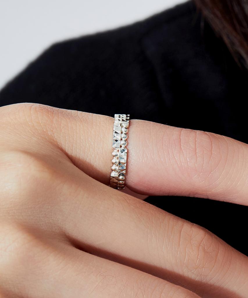 Helene Jewelry Кольцо-многослойное кольцо с кубом и шаром из стерлингового серебра 925 пробы (Тип Б)