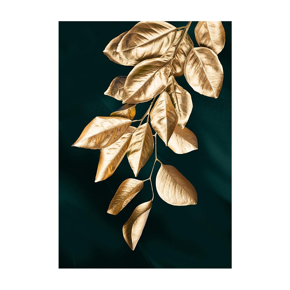 3 Pieces Gold Leaves Fashion Wall Canvas Painting Flower Classic Plant Design Gold Pop Posters and Prints for Living Room Bedroom Home Pictures Decor
