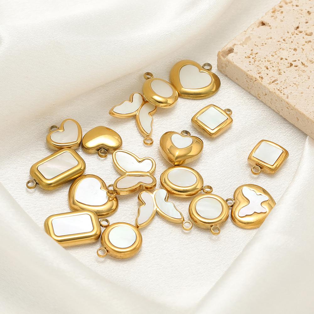 5pcs Stainless Steel Heart Shell Charms Butterfly Pendants for DIY Jewelry Supplies Women Necklace Findings Earrings Making