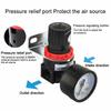5PCS AR2000 G1/4'' Thread 6mm 8mm 10mm 12mm Air Control Compressor Pressure Relief Regulator Valve with Fitting